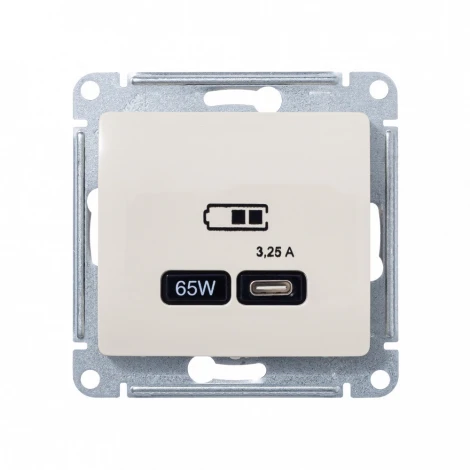 Розетка с быстрой зарядкой USB Type-C 65Вт (бежевый) Systeme Electric Glossa GSL000227