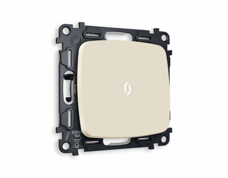 Комплект механизма Ambrella Volt 1-клавишного проходного выключателя с подсветкой 5600K OMEGA MO322035 Бежевый матовый QUANT