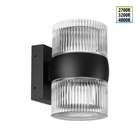 Настенный уличный светильник Novotech Estima 359718 черный с переключателем цв. температуры IP65 LED 16W 100-240V 2700К/3200К/4000К