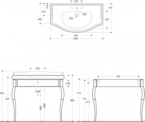 Раковина Kerasan Retro 1050 3W