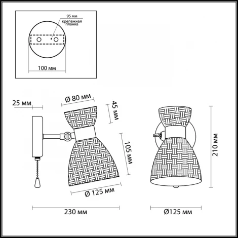 Бра Lumion Jackie 3704/1W (220V, выключатель)