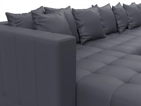 Диван П-образный Лига-052 НПБ МегаЛонг (ЛДСП,Брус,Фанера/Пластик/Экокожа/Серый) Лига Диванов 129925