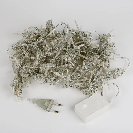 Занавес светодиодный, 3х2м. 160 светодиодов. Янтарный свет. Провод прозрачный Uniel ULD-C3020-160/DTA AMBER IP20