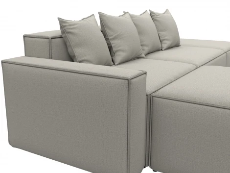 Диван угловой модульный Лига-063 угол левый (ДСП/Пластик/Рогожка/Бежевый) Лига Диванов 129783L