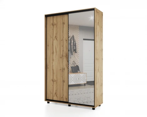 Шкаф-купе, 120х45х230 Дуб вотан с зеркалом МАМА Prime 102099