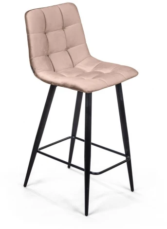 Стул полубарный UNO, бархат бежевый 5 / чёрный конус Top Concept UNO 74637
