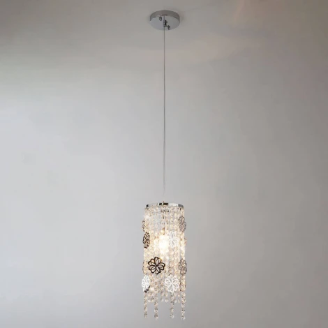 Подвесной светильник Eurosvet Flower 10083/1 хром/прозрачный хрусталь Strotskis