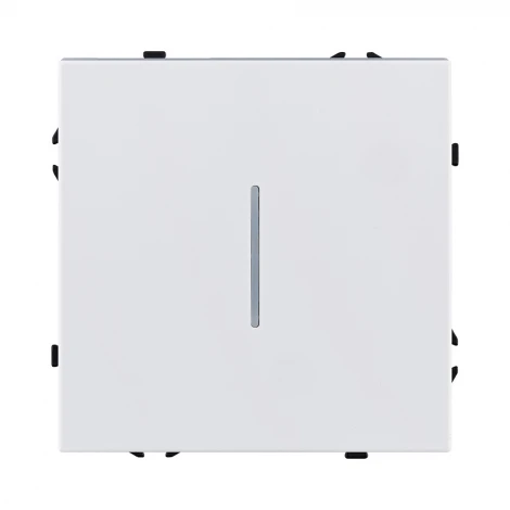 Выключатель кнопочный 1-клавишный 10А/250В с LED подсветкой, белый глянцевый Kollinger Eclipse EC-012WG