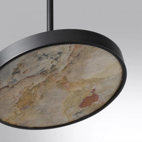Подвесной светильник Odeon Light Bergi 5064/15L черн./серо-беж./металл/натур.камень/акрил с переключ.цветов.темпер. LED 15W 3000К/4000K/6000K (220V, на проводе, круглые)