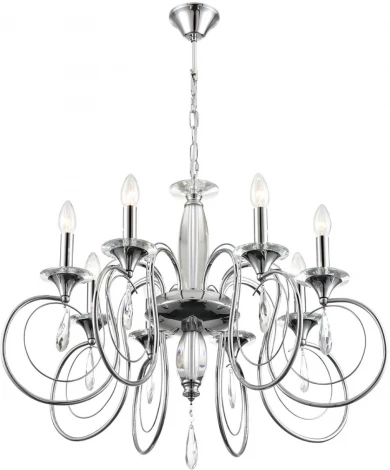 Подвесная люстра Lumion Laoka 8032/8 хром, металл/хрусталь Е14 8*40W 220V (подвески, на цепи, подсвечник, свеча)