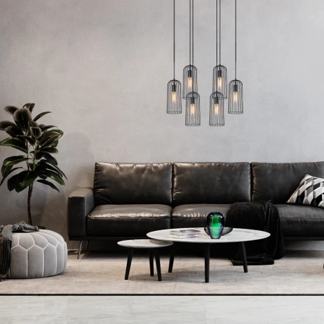 Подвесная люстра Escada Phoenix 10198/6 6х60Вт Е27, металл, черный (220V, на проводе)