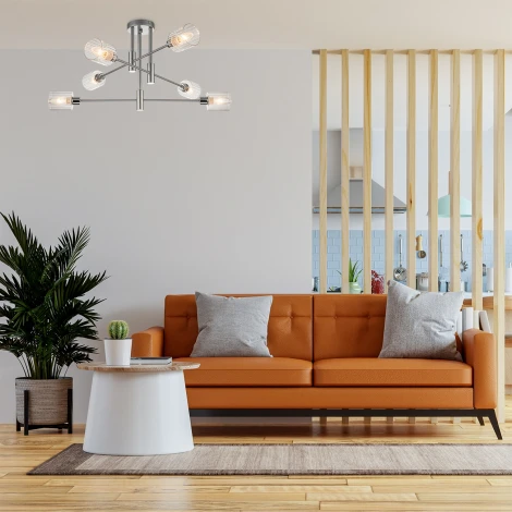 Потолочная люстра ярусная на штанге Escada Reflex 1140/6P E14*40W Silver/Chrome (220V)