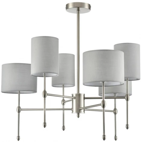 Потолочная люстра на штанге Lumion Latti 8262/6C металл/текстиль, никель/серый E14 6*40W 220V