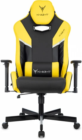 Кресло игровое Knight Thunder 5X черный/желтый эко.кожа крестов. металл