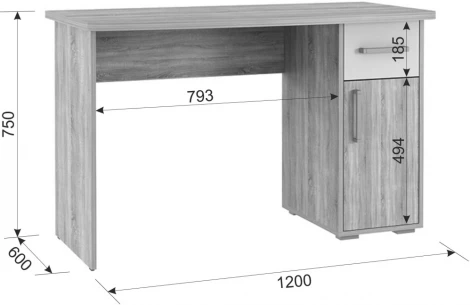 Компьютерный стол Woodville Лайт-1 120 см дуб сонома / белый 282650