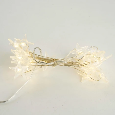Светодиодная гирлянда линейная Звездочки на проволоке 2700К с питанием от батареек Feron CL589 51445