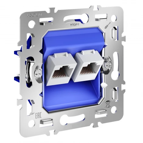 Механизм розетки компьютерной двойной RJ45+RJ45 Voltum S70 VLS0602M