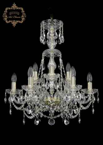 Подвесная люстра Art Classic 11.25 11.25.6+3.200.XL-66.Gd.Sp (220V, хрусталь, на цепи, подсвечник, свеча)