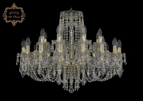 Подвесная большая люстра Art Classic 11.23 11.23.16+8.300.Gd.Dr (220V, хрусталь, на цепи, подсвечник, свеча)