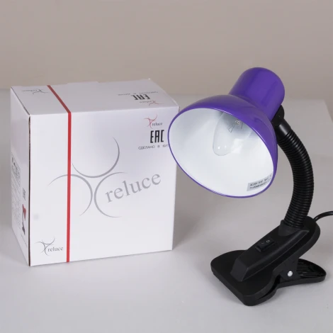 Офисная настольная лампа на прищепке с выключателем Reluce 00108-0.7-01 PURPLE