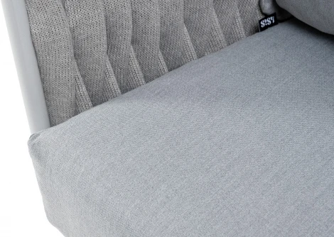 "Монако" диван 2-местный плетеный из роупа, каркас алюминий светло-серый (RAL7035) муар, роуп светло-серый 40 мм, ткань светло-серая 4SIS арт.УТ-00006214