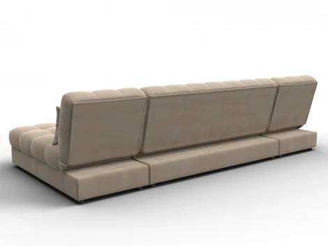 Диван П-образный Лига-116 НПБ (ДСП,ЛДСП,Велюр/Бежевый) Лига Диванов 137326