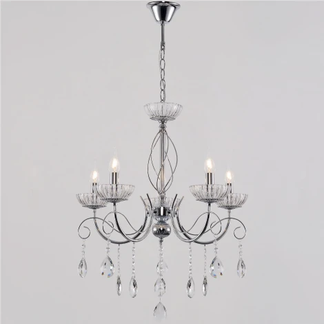 Подвесная люстра Reluce 04202-0.4-05 CR (220V, подвески, на цепи, подсвечник, свеча)