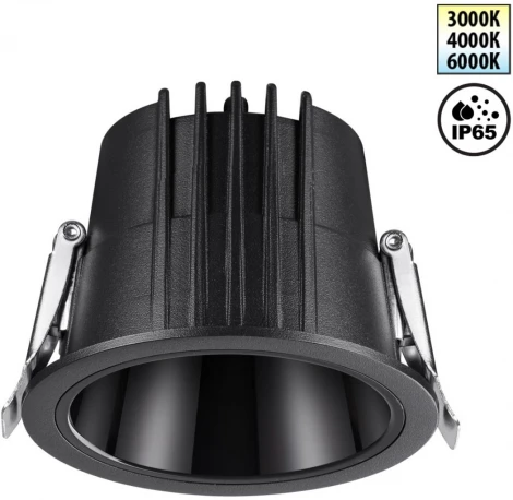 Светильник встраиваемый Novotech Lang 359425 черный с переключателем цв. температуры IP65 LED 10W 220V 3000К\4000К\6000К (круглые)