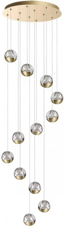 Каскадная люстра Odeon Light Sono 5101/60L под латунь/прозрачный/акрил LED 60W (12*5W) 4000K (220V, на проводе)