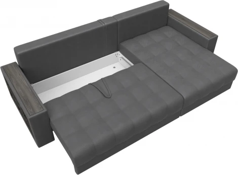 Диван угловой с декором и полкой Лига-050 НПБ Лига Диванов (Замша) арт.128615