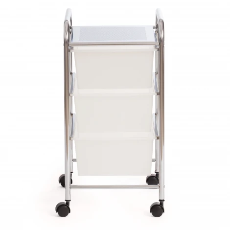 Столик c 3 ящиками для хранения NY-3296-3 хром/белый (металл/пластик)