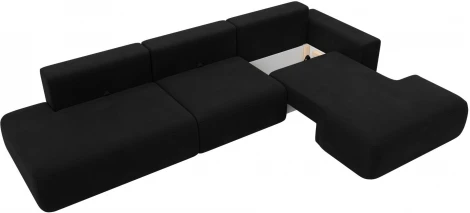 Диван угловой Лига-036 НПБ Модерн Лонг правый угол (Черный/Микровельвет) Лига Диванов арт.121416