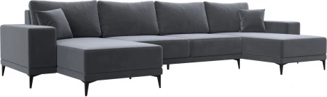 Диван П-образный Льюес (Серый/Велюр) Лига Диванов арт.122413