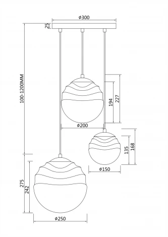 Подвесной светильник Maytoni Vinare P074PL-03BS (220V, на проводе, шарики)