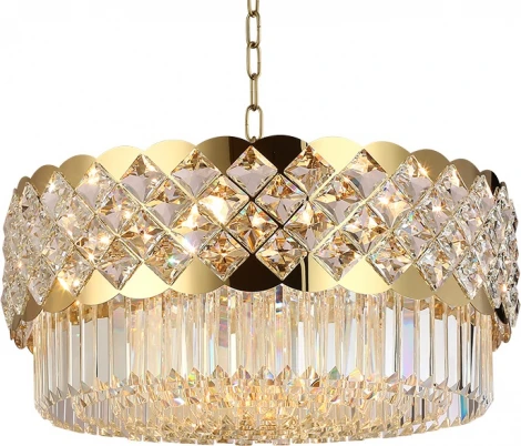 Подвесная люстра Newport 8300 8300/60 C gold polished (220V, хрусталь, на цепи, круглые)