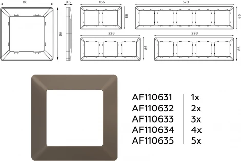 Рамка Ambrella Volt ALFA Line (Темная бронза матовый) 4-ая AF110634