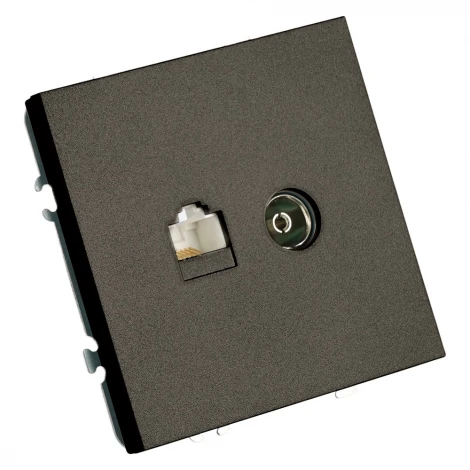 ТВ-розетка и Ethernet RJ-45 (антрацит, soft touch) Stekker Эмили 49924