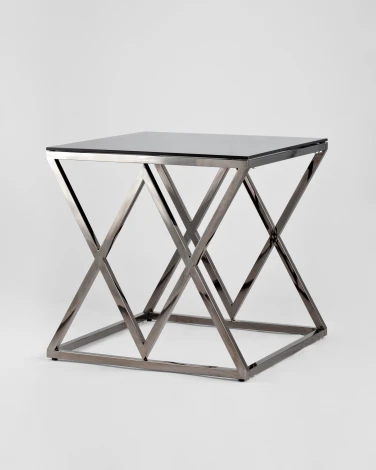 Журнальный стол Stool Group 55*55 ИНСИГНИЯ сталь темный хром стекло smoke УТ000001970