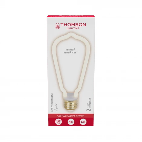 Лампочка светодиодная филаментная белая трубка E27 4W Thomson Deco St64 TH-B2398