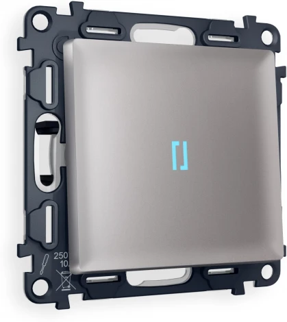 Комплект механизма Ambrella Volt 1-клавишного выключателя с подсветкой 10000K ALFA MA502020 Сталь матовый QUANT