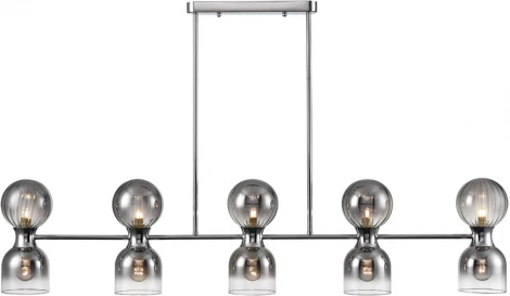 Потолочная люстра на штанге Lumion Tauna 8114/10 хром/дымчатый, металл/стекло G9 5*30W + E14 5*40W 220V