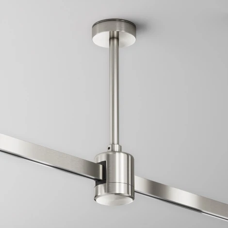 Крепление потолочное Short 138мм с прямым коннектором питания Flarity платина Maytoni Accessories for tracks Flarity TRA156C-IPCL1-PT (24V)