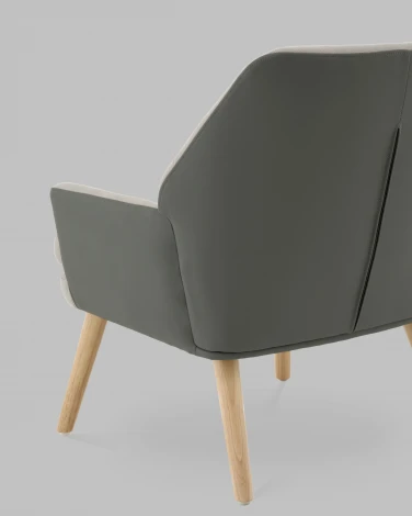 Кресло Харви серый с серой экокожей деревянные ножки Stool Group арт.УТ000040121