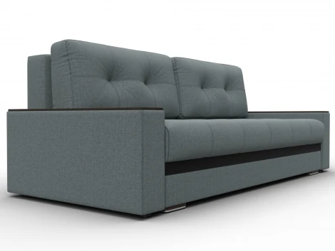 Диван прямой с декором Лига-096 НПБ (ДВП,ДСП,ЛДСП,Брус,Фанера/Пластик/Рогожка,Экокожа/Серый,Черный) Лига Диванов 132569