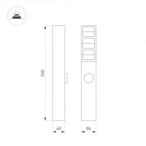 Наземный светильник светодиодный LGD-TILLIS-BOLL-SOCKET-H900-12W Warm3000 (GR, 92 deg, 230V) (Arlight, IP54 Металл) 055038
