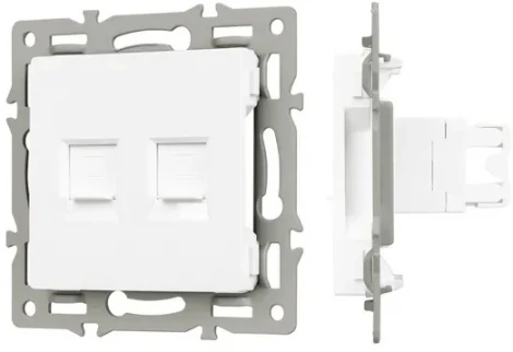 Механизм компьютерной розетки двойной SCT-MPC2-PL-WH (RJ-45, CAT6) (Arlight) 045336