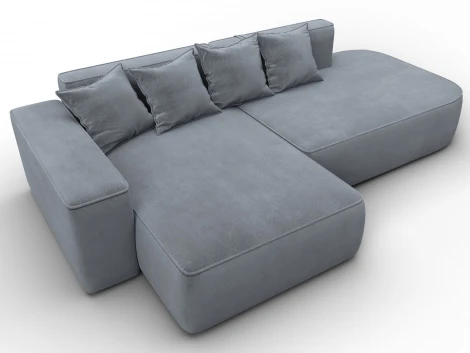 Диван угловой Лига-065 угол левый (ДСП/Пластик/Велюр/Серый) Лига Диванов 129809L