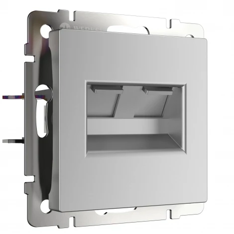 Розетка встраиваемая двойная Ethernet RJ-45 (серебряный) (a051523) Werkel механизмы серебряные W1181106