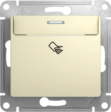 Карточный выключатель одноклавишный с подсветкой встраиваемый (бежевый) Systeme Electric Glossa GSL000269
