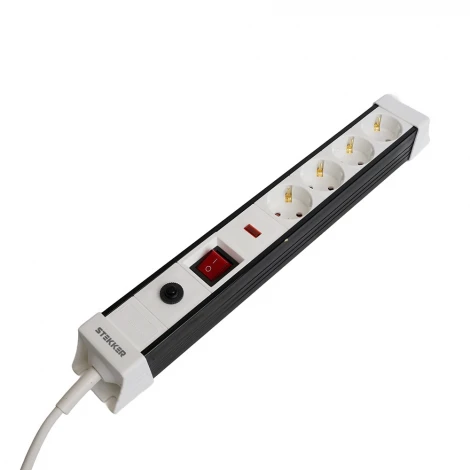 Сетевой фильтр 4-х местный с заземлением 5 метров (белый) Stekker Techno 50149